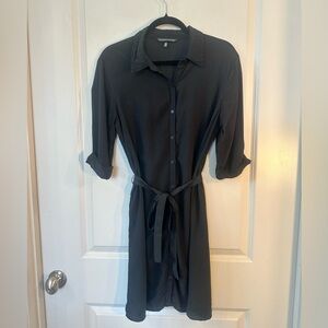 Victoria’s Secret Black Lightweight Viscose Button Up Belted Dress/Robe, Small